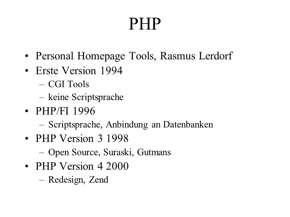 PHP Personal Homepage Tools, Rasmus Lerdorf Erste Version 1994