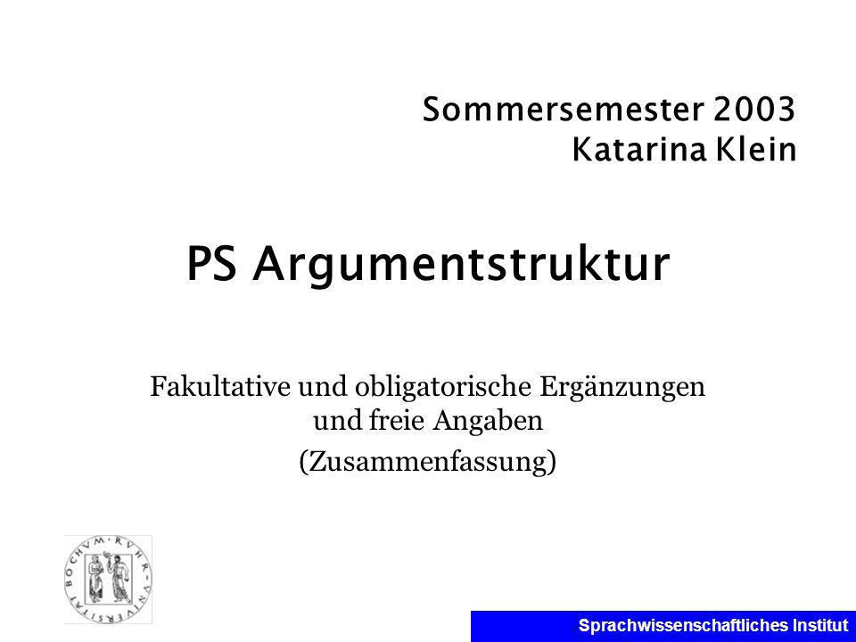 Fakultative und obligatorische Ergänzungen und freie Angaben