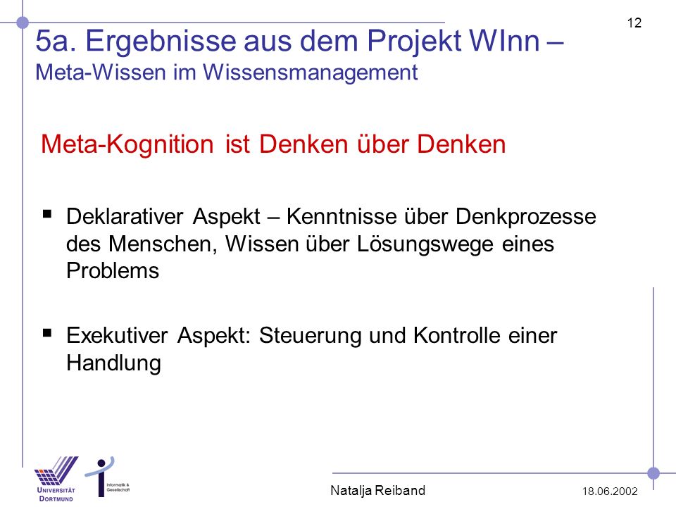 5a. Ergebnisse aus dem Projekt WInn – Meta-Wissen im Wissensmanagement