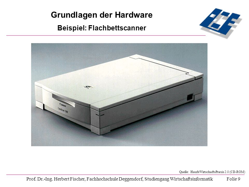 Grundlagen der Hardware Beispiel: Flachbettscanner