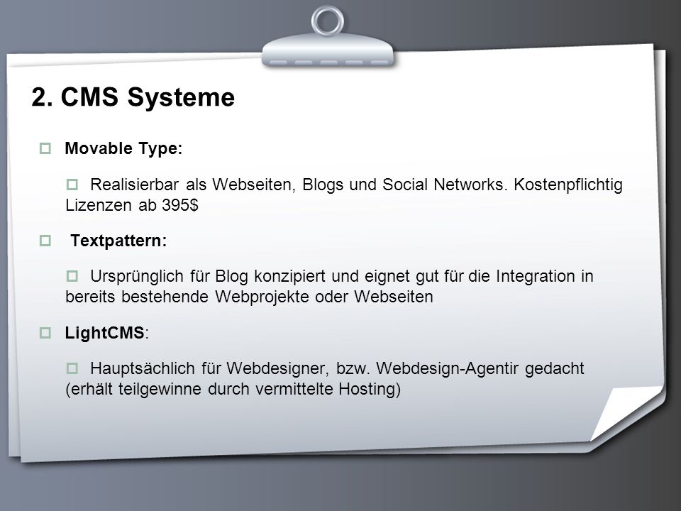 2. CMS Systeme Movable Type:
