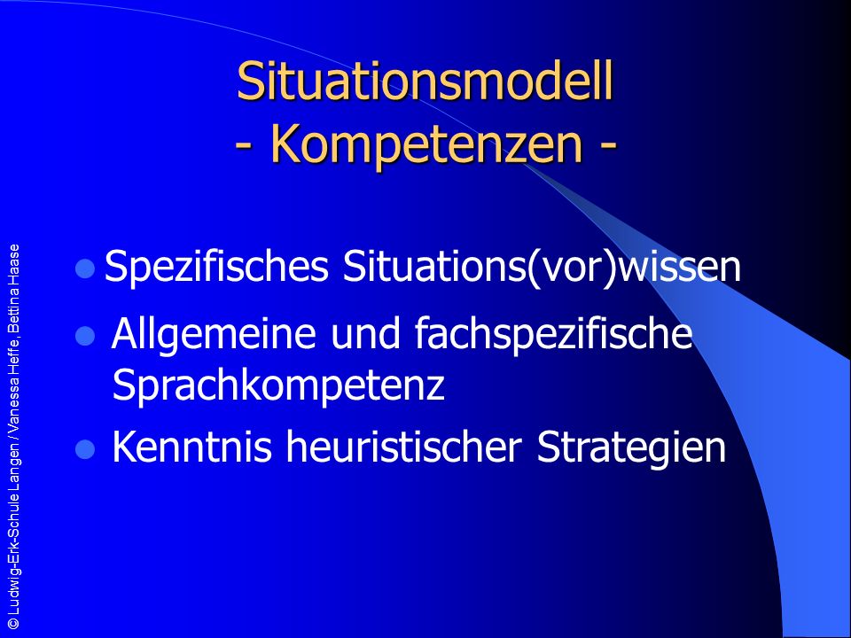 Situationsmodell - Kompetenzen -