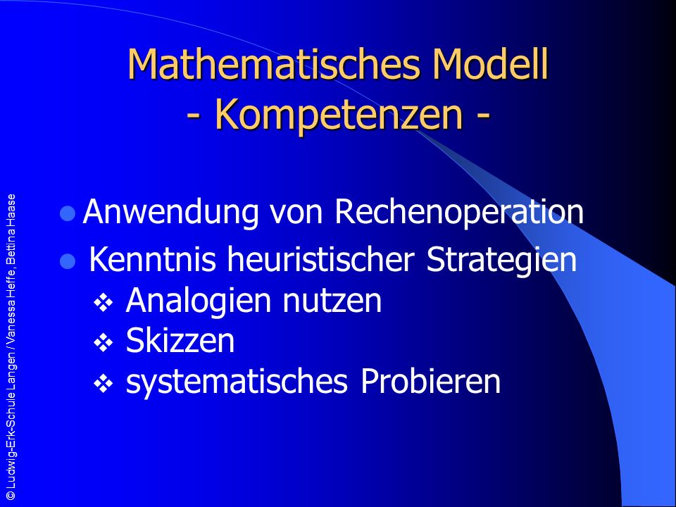 Mathematisches Modell - Kompetenzen -