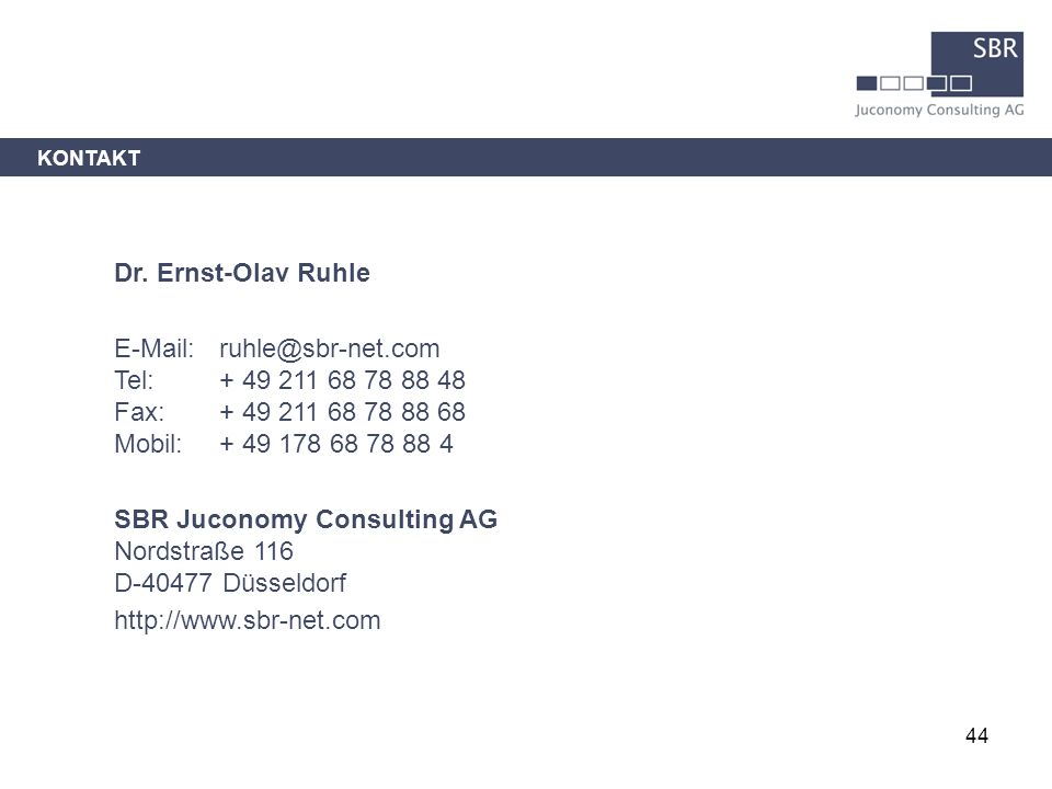 SBR Juconomy Consulting AG Nordstraße 116 D Düsseldorf