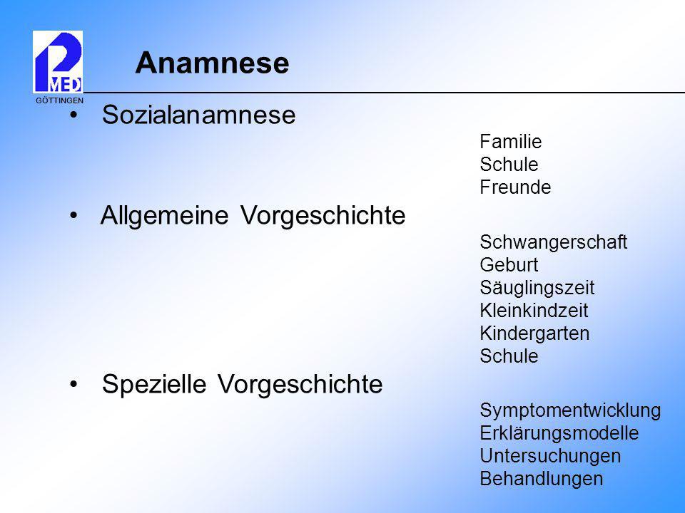 Anamnese Sozialanamnese Allgemeine Vorgeschichte