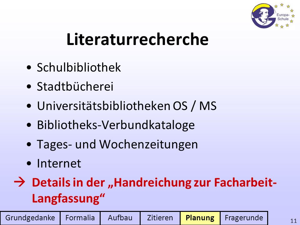 Literaturrecherche Schulbibliothek Stadtbücherei
