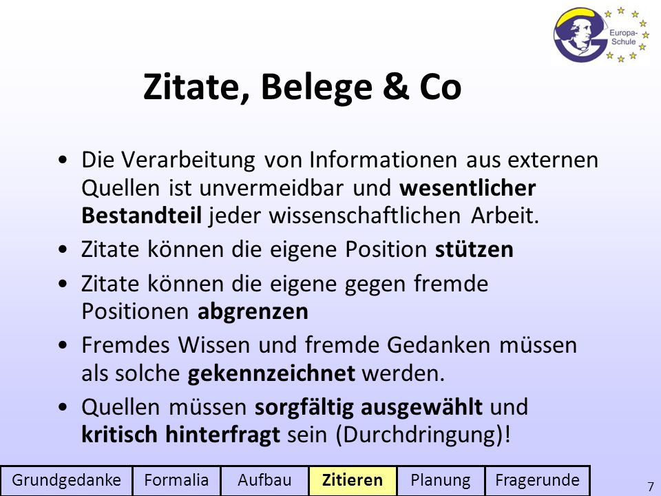 Zitate, Belege & Co