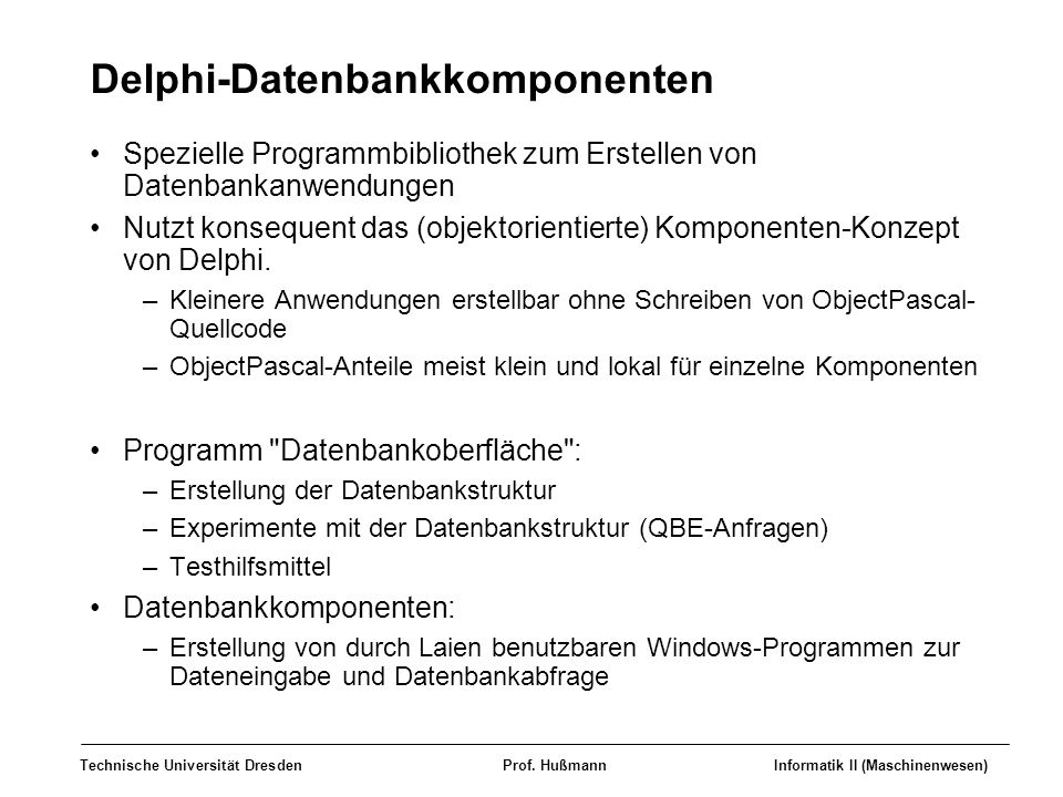 Delphi-Datenbankkomponenten