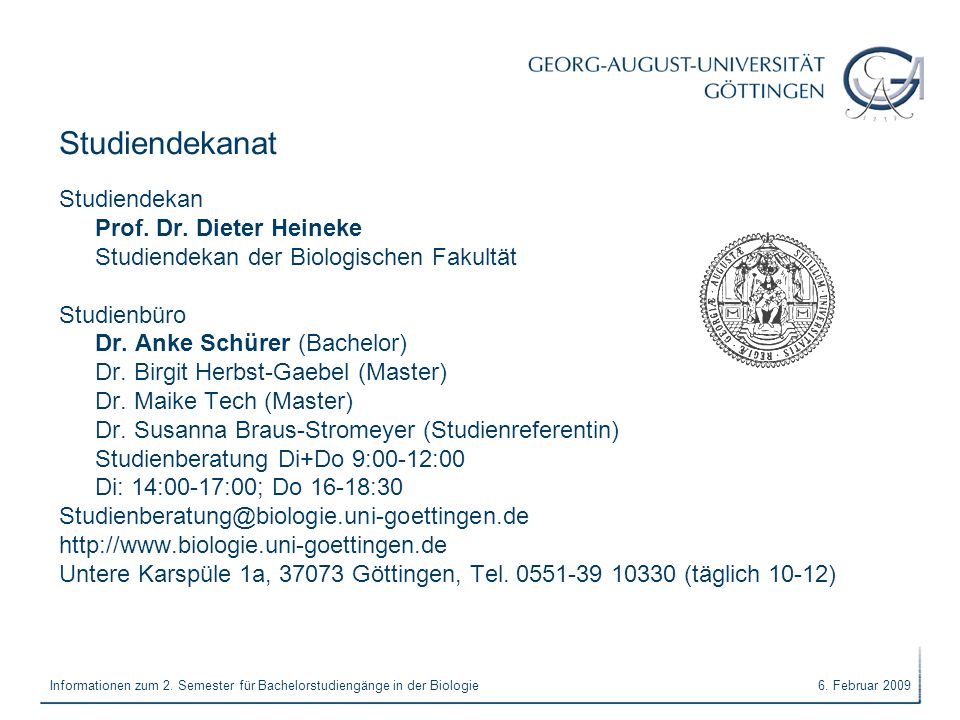 Studiendekanat Studiendekan Prof. Dr. Dieter Heineke