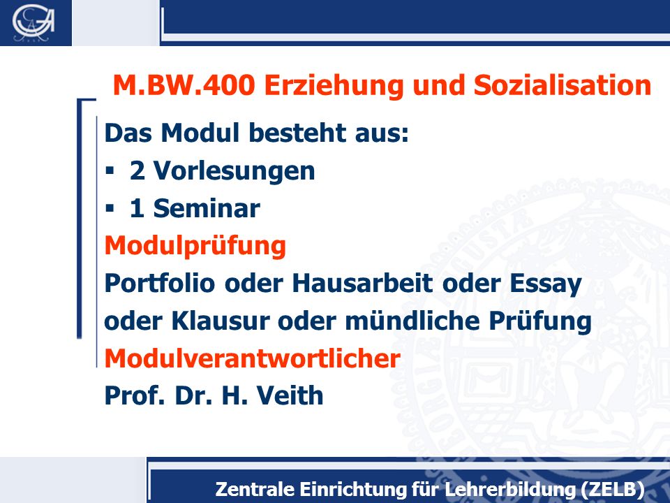 M.BW.400 Erziehung und Sozialisation