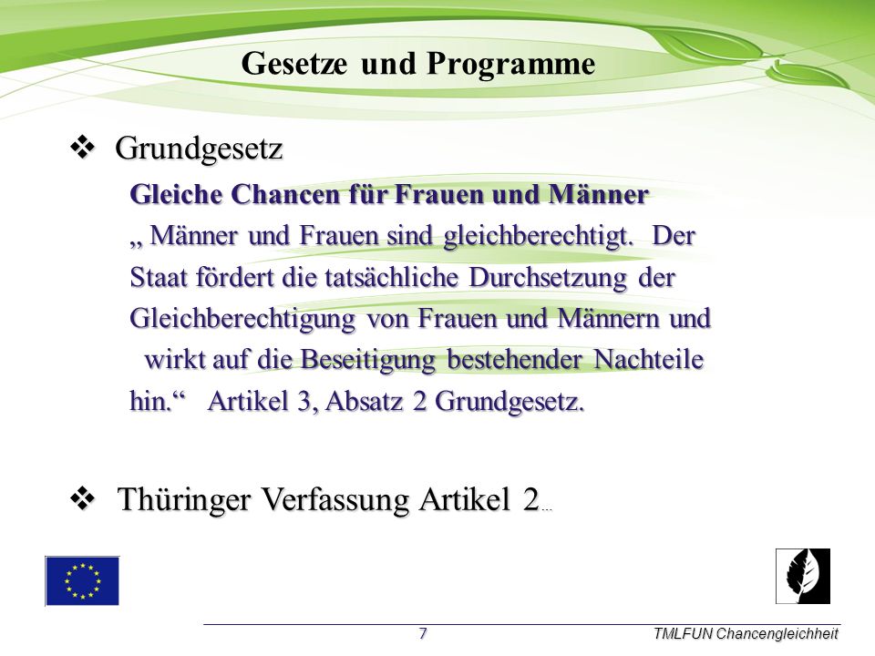 Gesetze und Programme Grundgesetz Thüringer Verfassung Artikel 2…