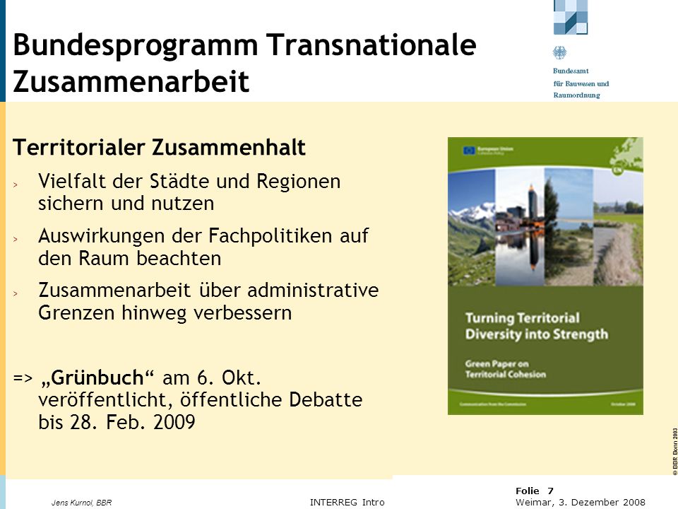 Bundesprogramm Transnationale Zusammenarbeit