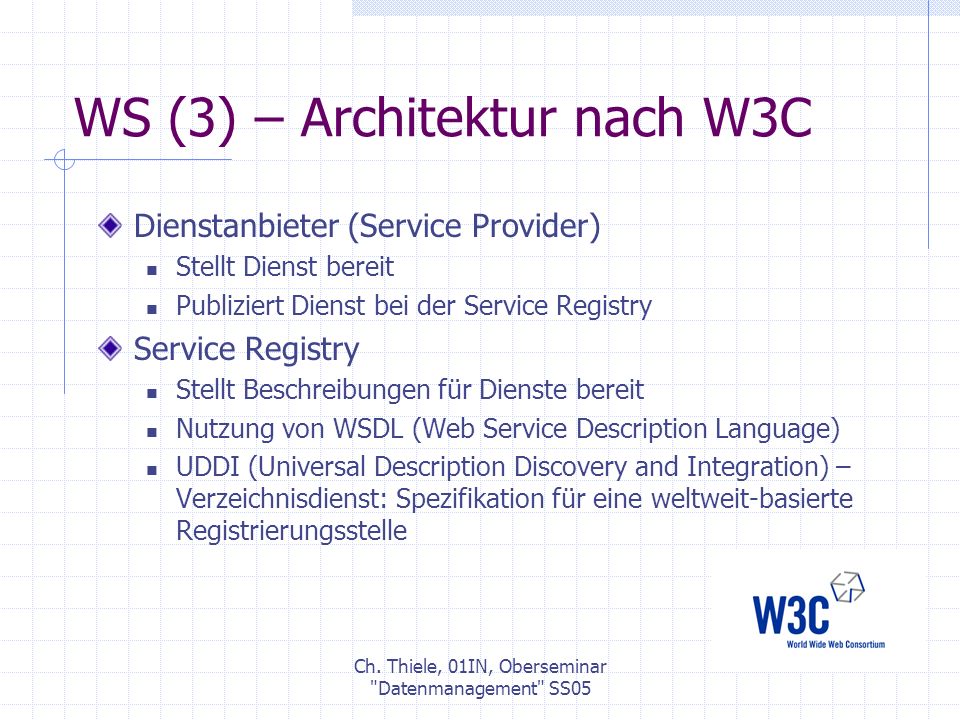 WS (3) – Architektur nach W3C