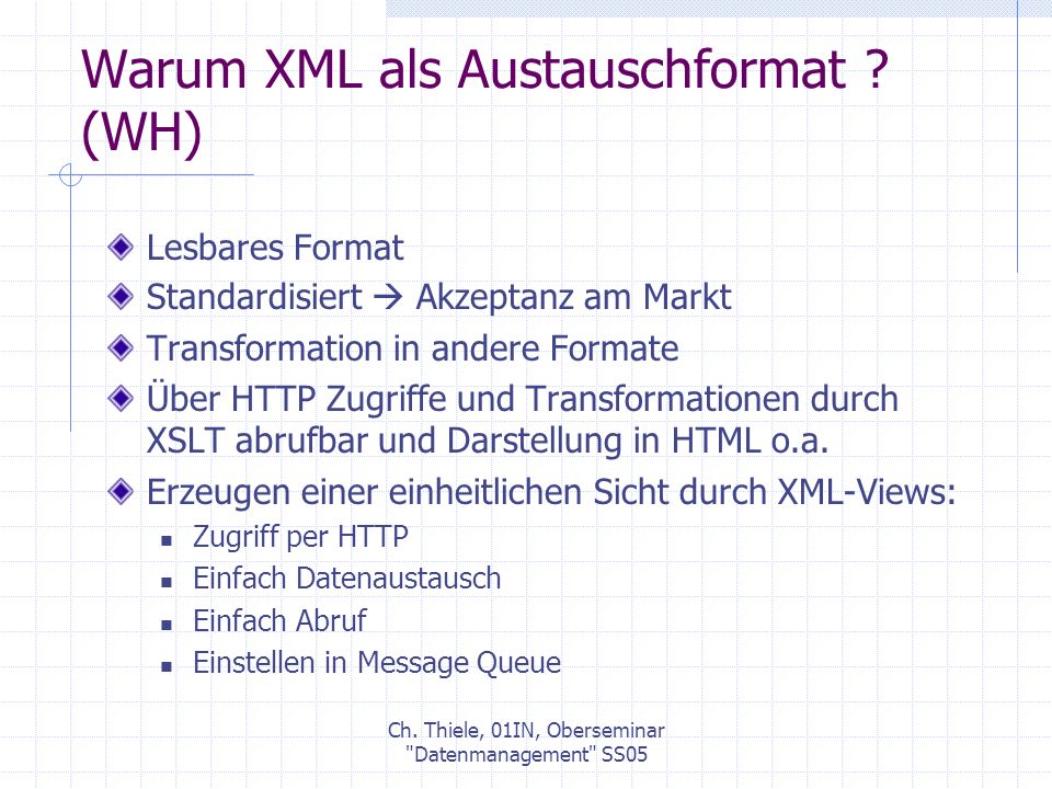 Warum XML als Austauschformat (WH)
