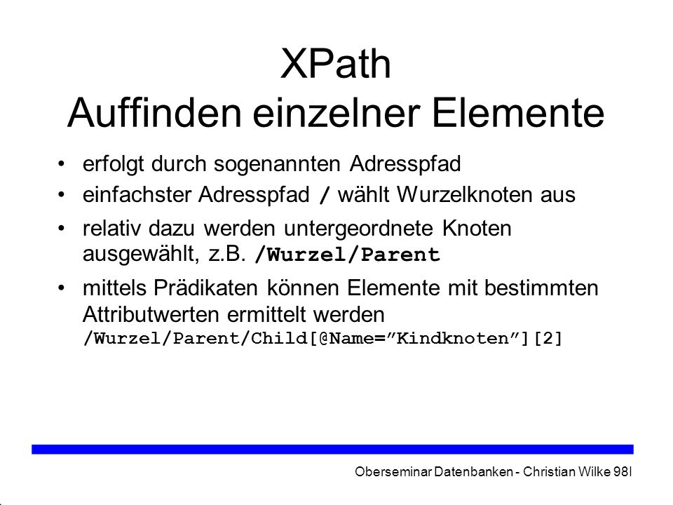 XPath Auffinden einzelner Elemente