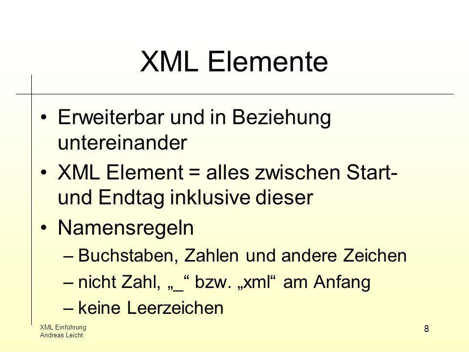 XML Elemente Erweiterbar und in Beziehung untereinander