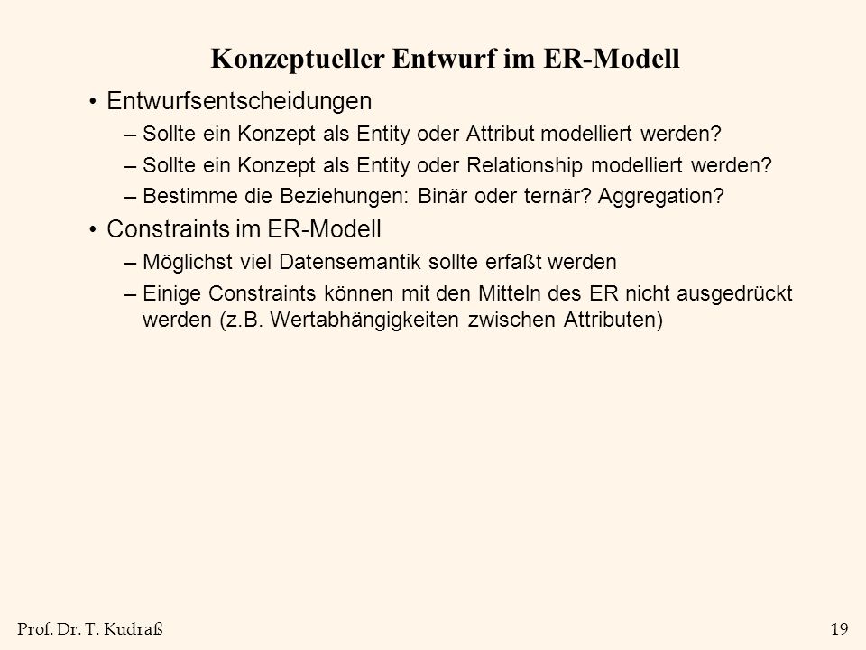 Konzeptueller Entwurf im ER-Modell