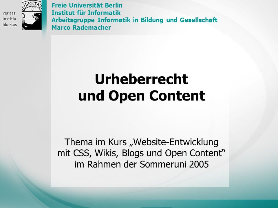 Urheberrecht und Open Content