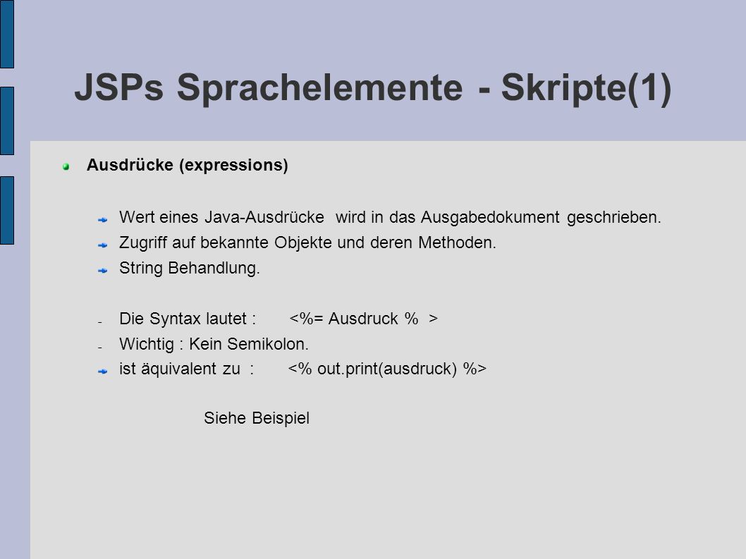 JSPs Sprachelemente - Skripte(1)‏
