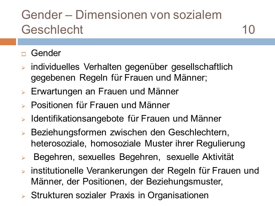 Gender – Dimensionen von sozialem Geschlecht 10