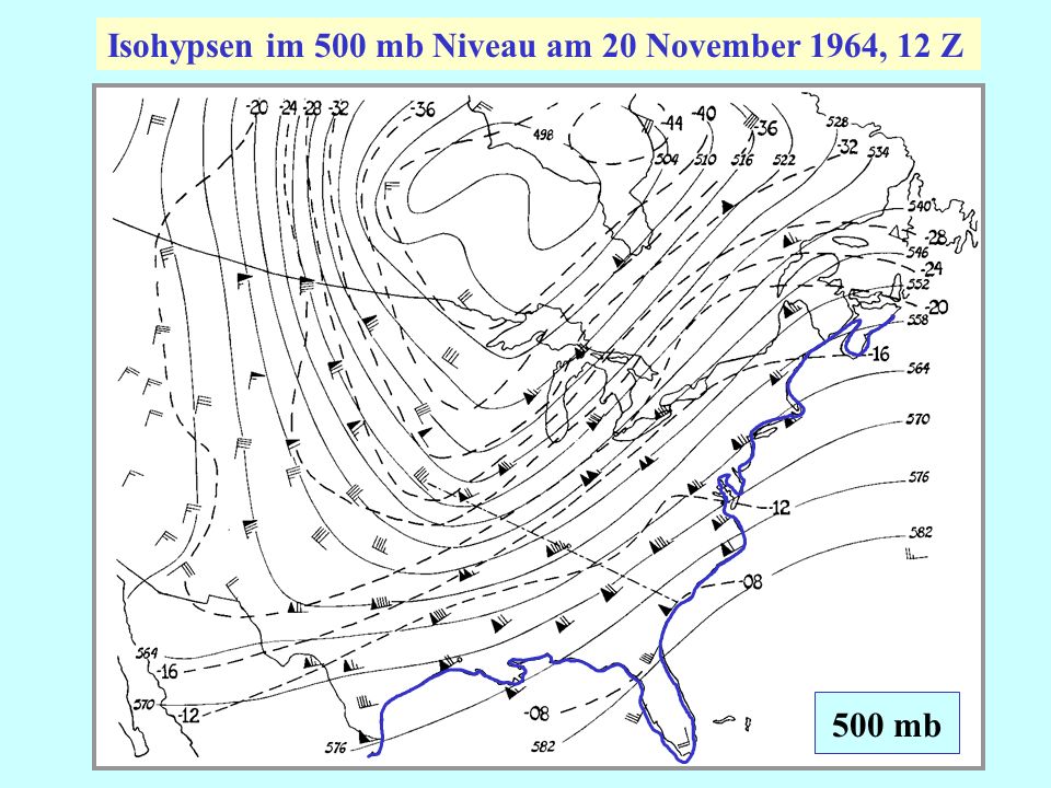 Isohypsen im 500 mb Niveau am 20 November 1964, 12 Z