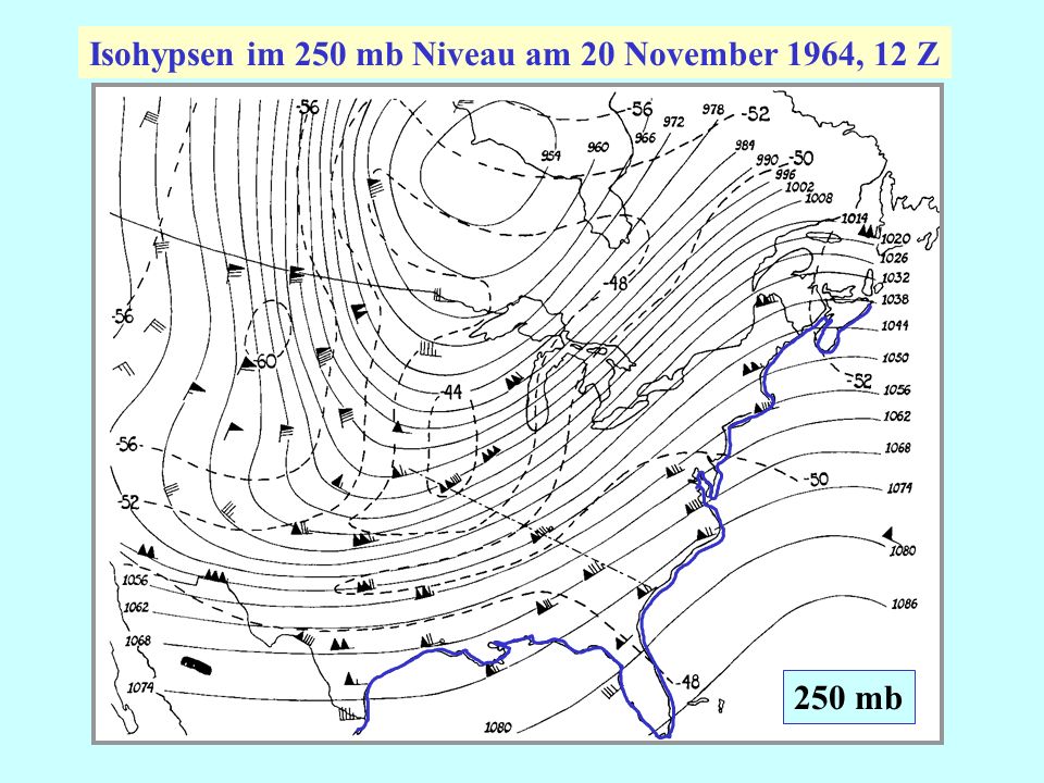 Isohypsen im 250 mb Niveau am 20 November 1964, 12 Z