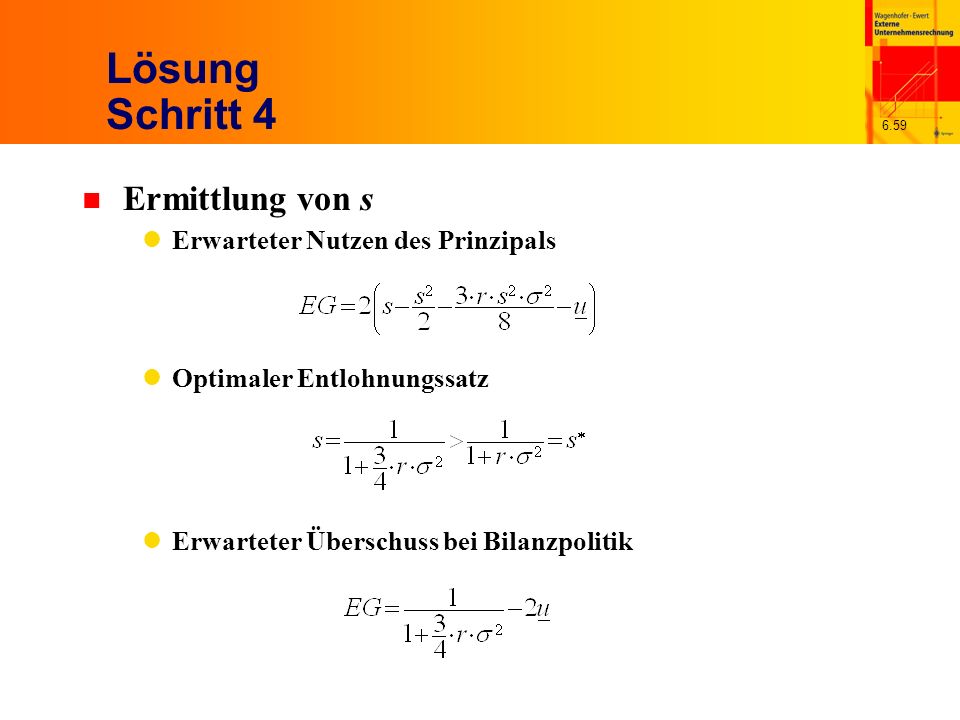 Lösung Schritt 4 Ermittlung von s Erwarteter Nutzen des Prinzipals