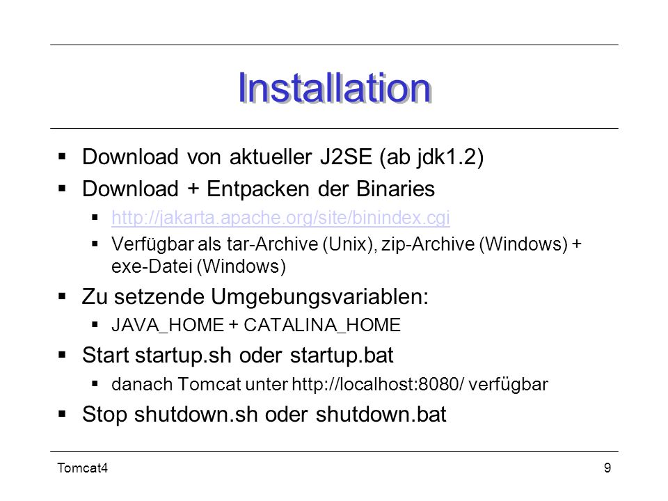 Installation Download von aktueller J2SE (ab jdk1.2)