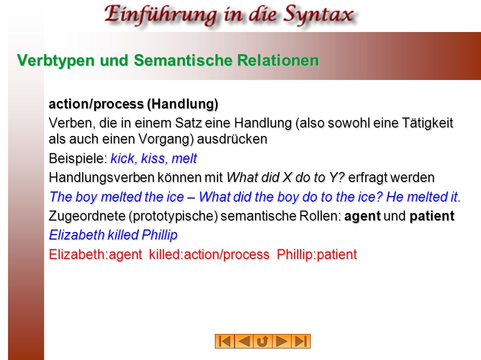 Verbtypen und Semantische Relationen
