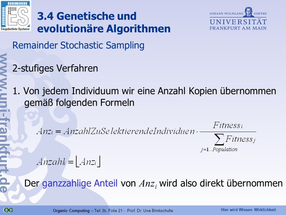 Organic Computing – Teil 3b, Folie 21 - Prof. Dr. Uwe Brinkschulte