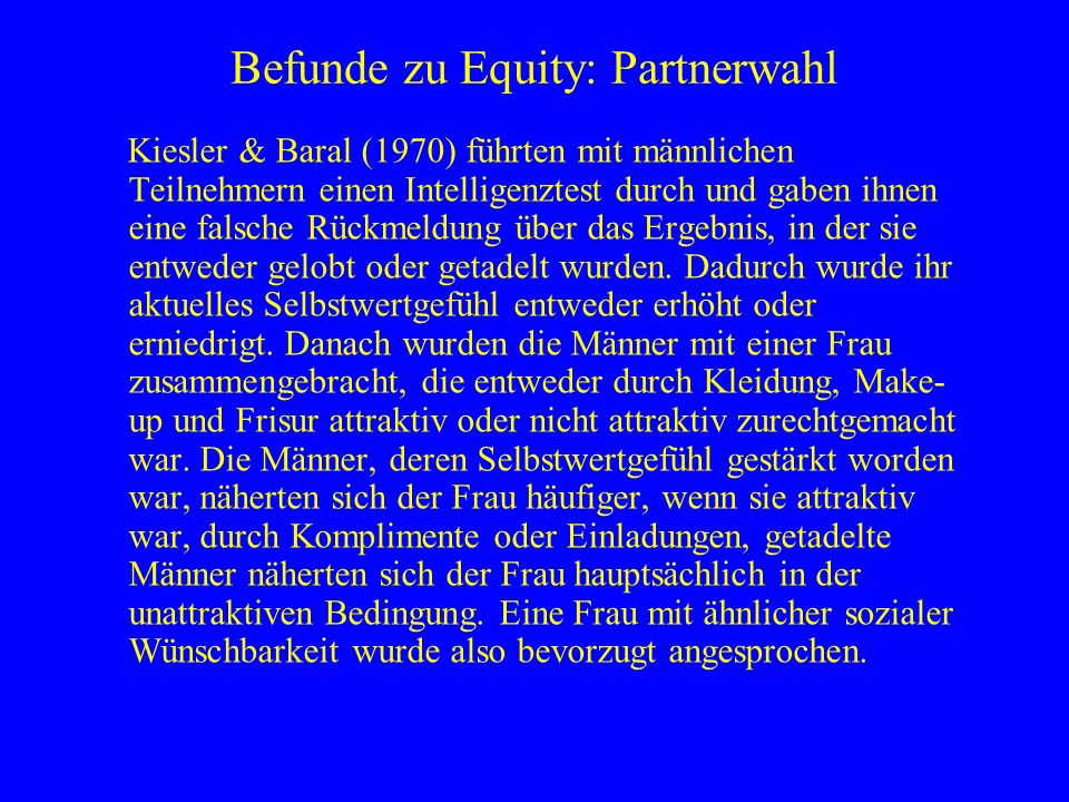 Befunde zu Equity: Partnerwahl