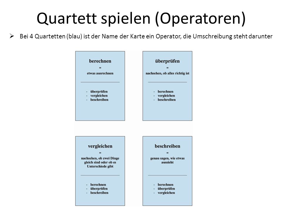 Quartett spielen (Operatoren)