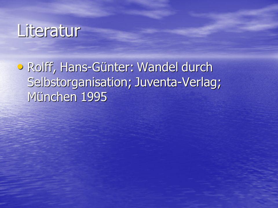 Literatur Rolff, Hans-Günter: Wandel durch Selbstorganisation; Juventa-Verlag; München 1995