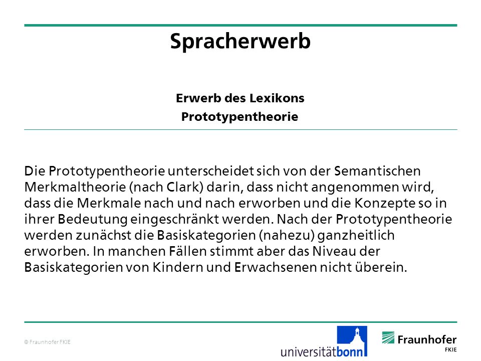 Erwerb des Lexikons Prototypentheorie