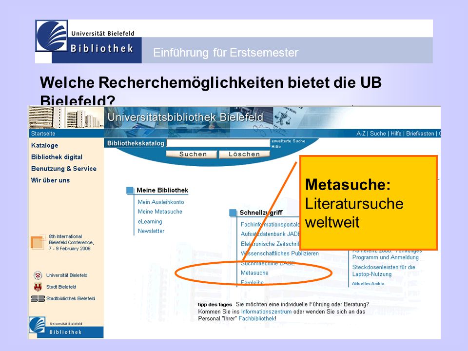Welche Recherchemöglichkeiten bietet die UB Bielefeld