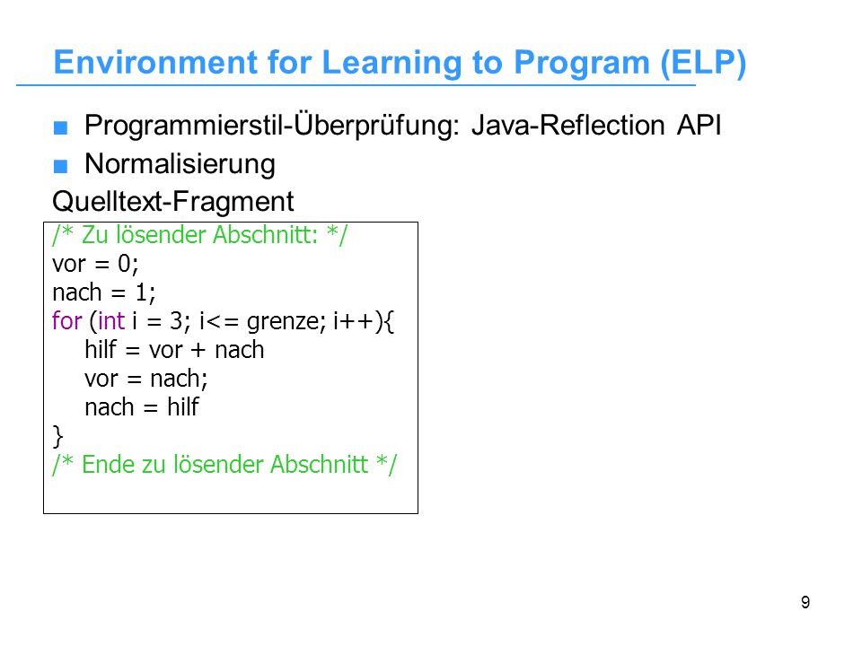Environment for Learning to Program (ELP)