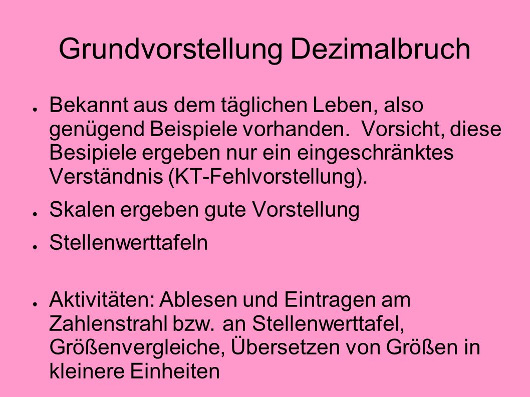 Grundvorstellung Dezimalbruch