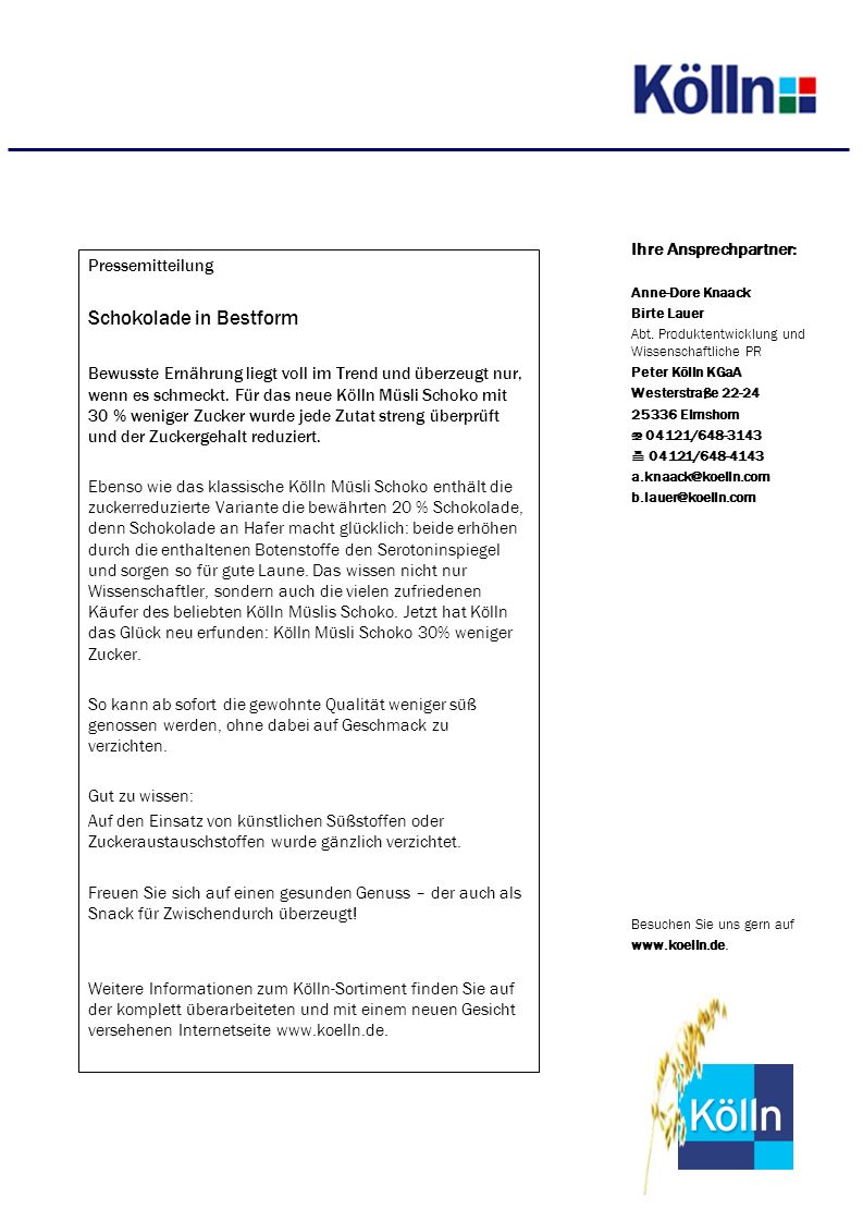 Schokolade in Bestform