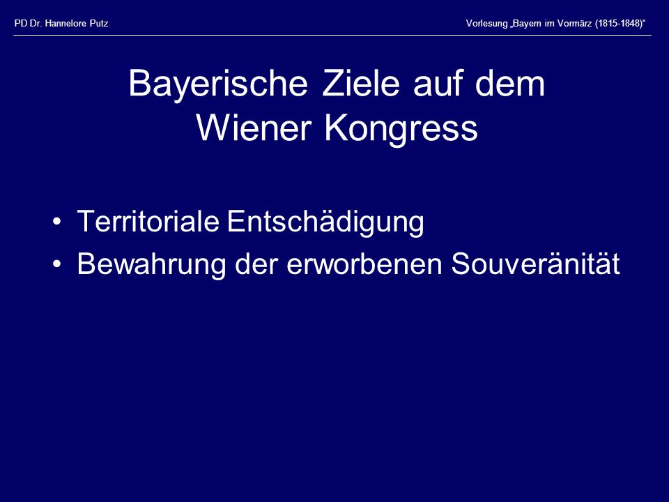 Bayerische Ziele auf dem Wiener Kongress