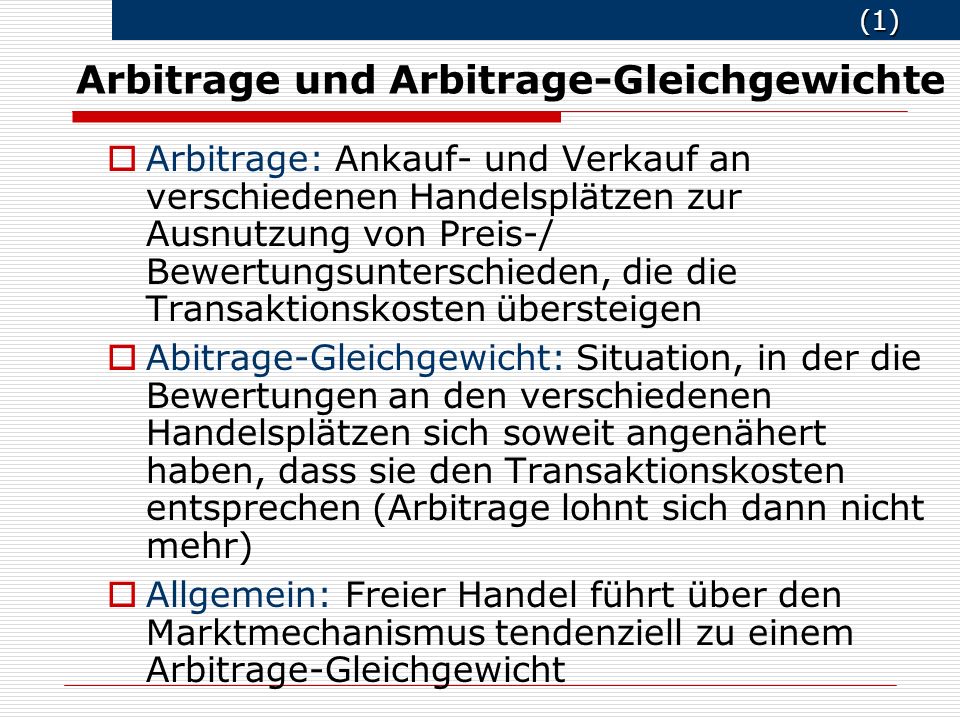 Arbitrage und Arbitrage-Gleichgewichte