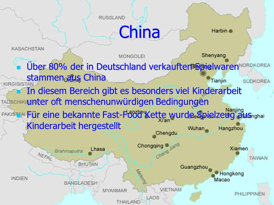 China Über 80% der in Deutschland verkauften Spielwaren stammen aus China.