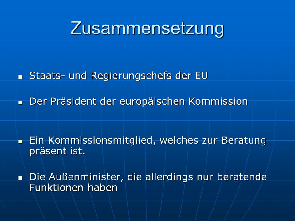 Zusammensetzung Staats- und Regierungschefs der EU