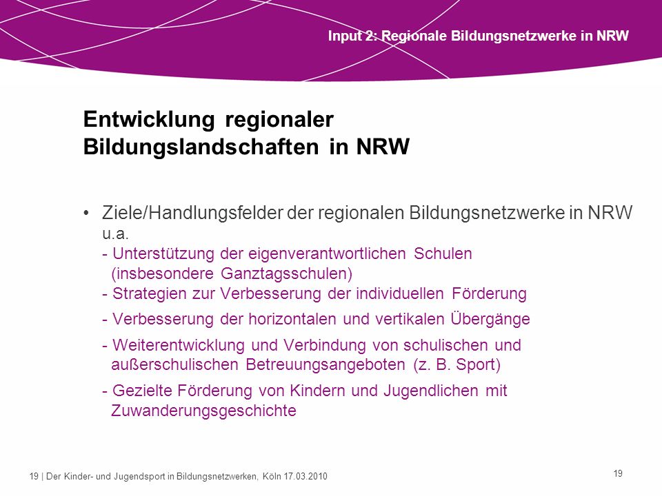 Entwicklung regionaler Bildungslandschaften in NRW