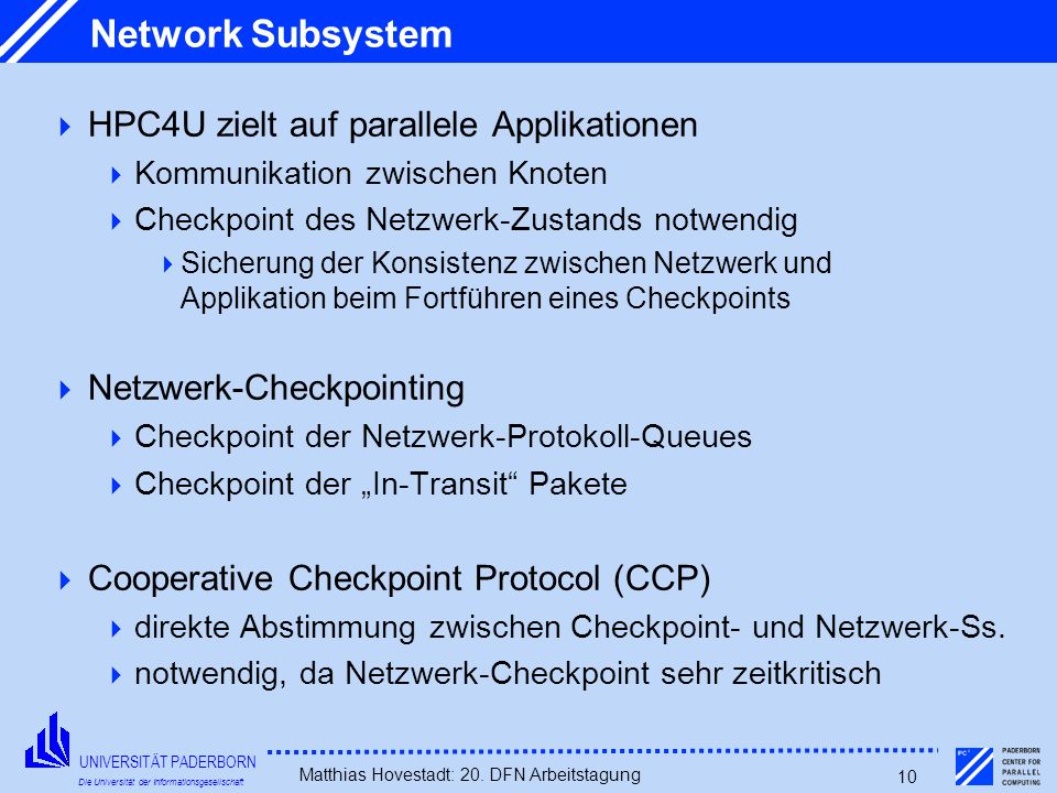 Network Subsystem HPC4U zielt auf parallele Applikationen