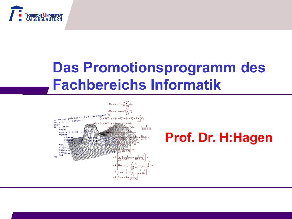 Das Promotionsprogramm des Fachbereichs Informatik