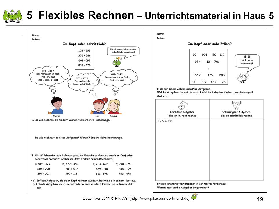 5 Flexibles Rechnen – Unterrichtsmaterial in Haus 5