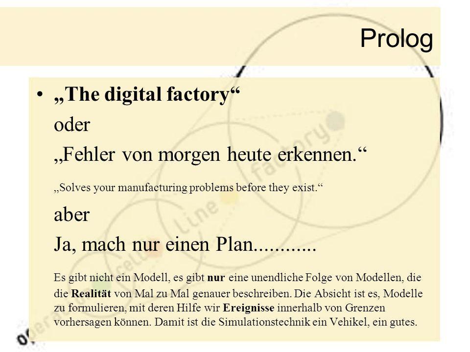 Prolog „The digital factory oder „Fehler von morgen heute erkennen.