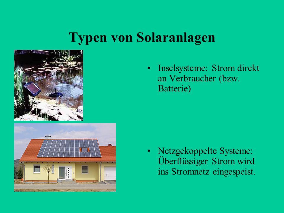 Typen von Solaranlagen