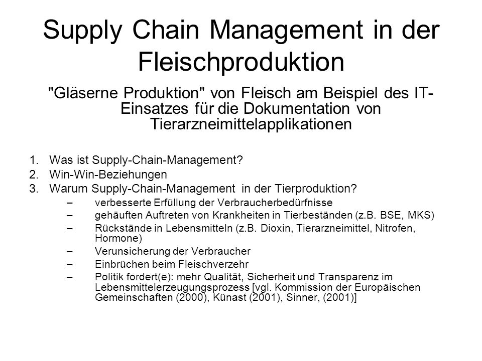 Supply Chain Management in der Fleischproduktion