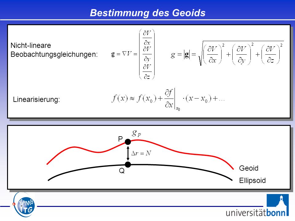 Bestimmung des Geoids Nicht-lineare Beobachtungsgleichungen: